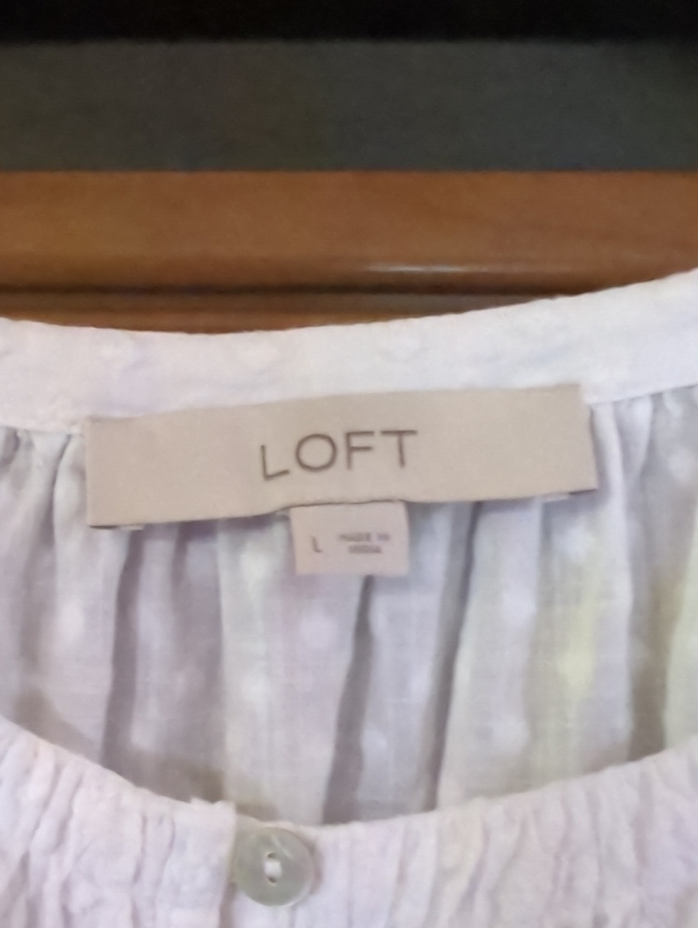 LOFT White Swiss Dot Henley Peasant Top - Picture 2 of 4